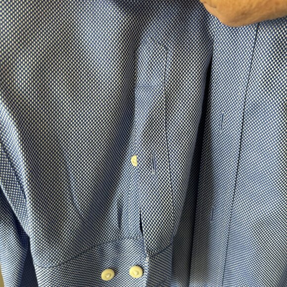 Peter Millar Nanoluxe Easy Care Long Sleeve Dress Shirt - Blue Patterned-XXL - Picture 8 of 12